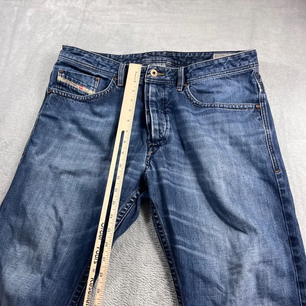 Diesel Braddom Regular Slim Carrot Jeans Mens 36x32 Blue‎ Wash 0R4SB Denim